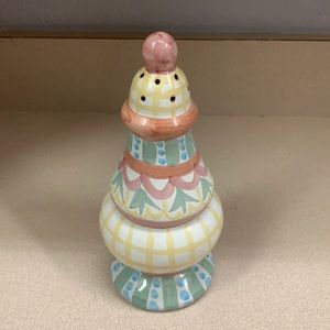 Vintage Mackenzie Childs Yellow Checked Floral Sugar Shaker